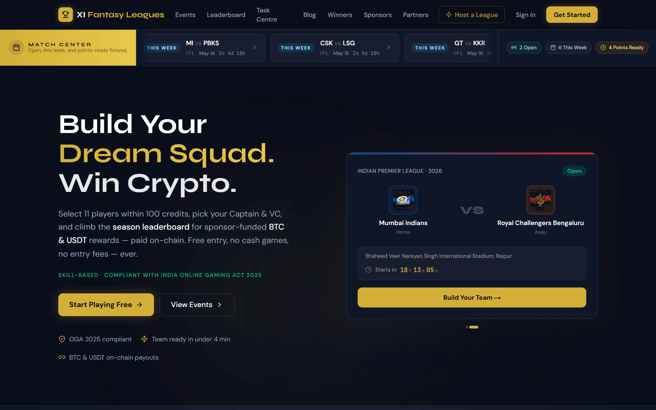 XI Fantasy Leagues — feature 1